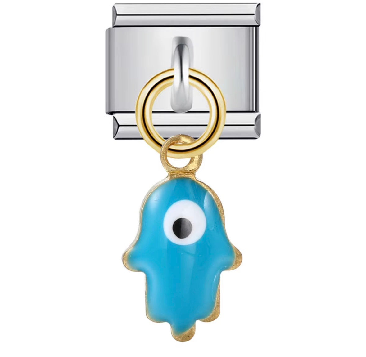 HANGING BLUE HAMSA - SILVER