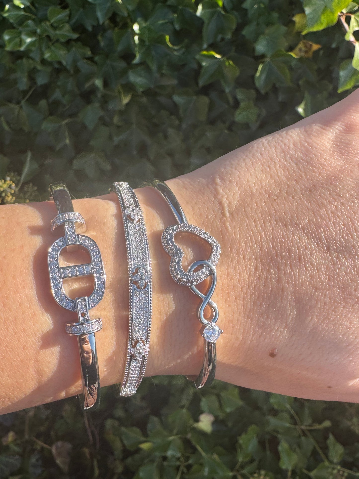 Diamond Silver Bangles - 4 options