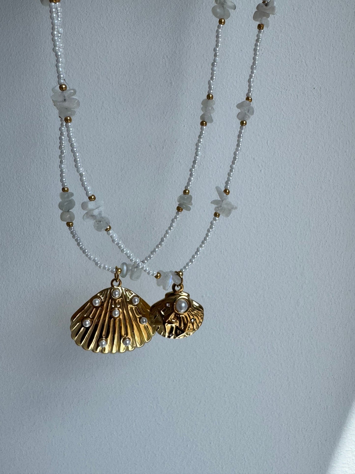 Shell & Pearl necklaces x2