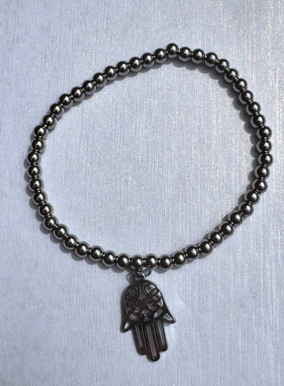 Silver beaded bracelet - various designs