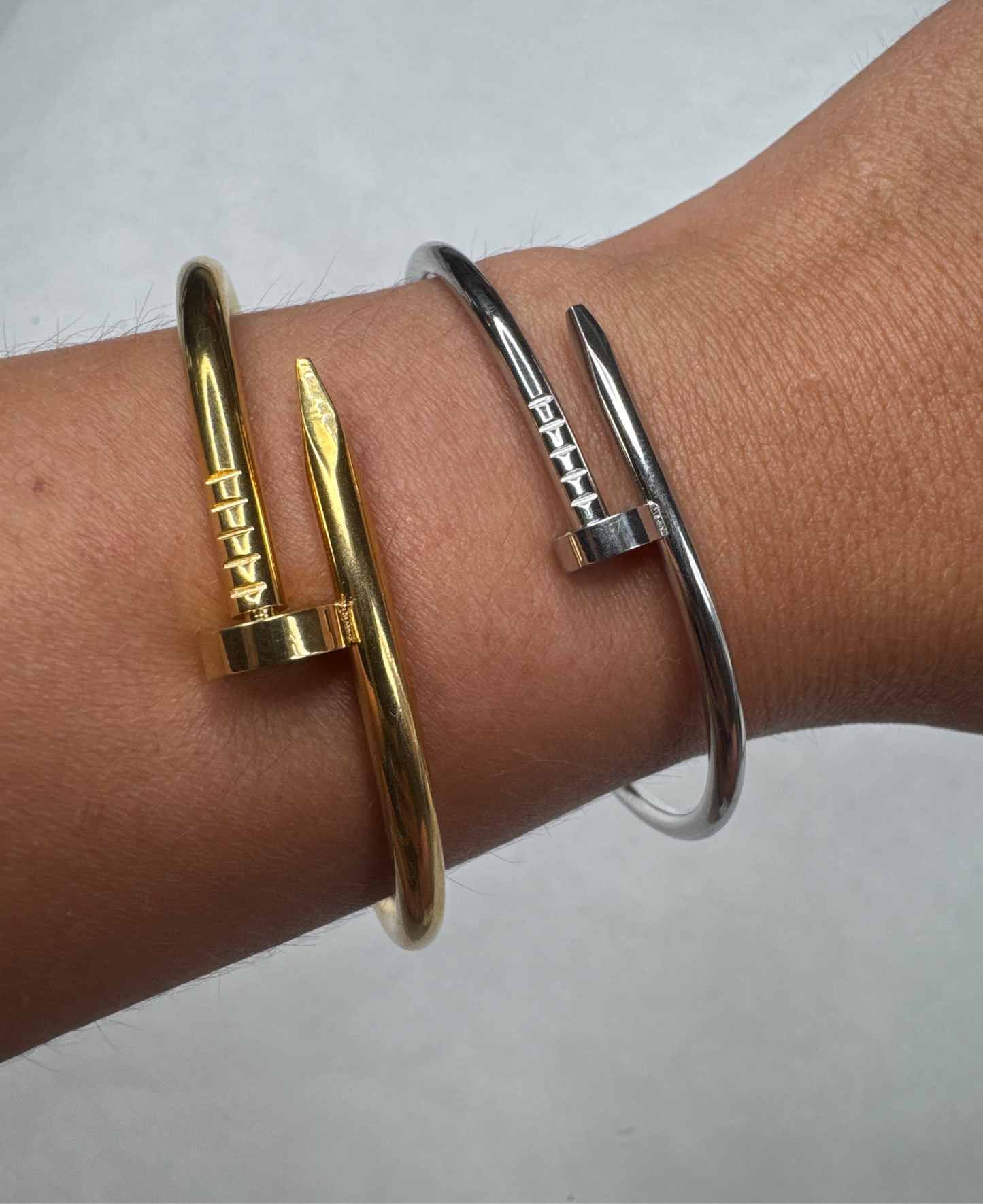 Nail bangle - gold & silver