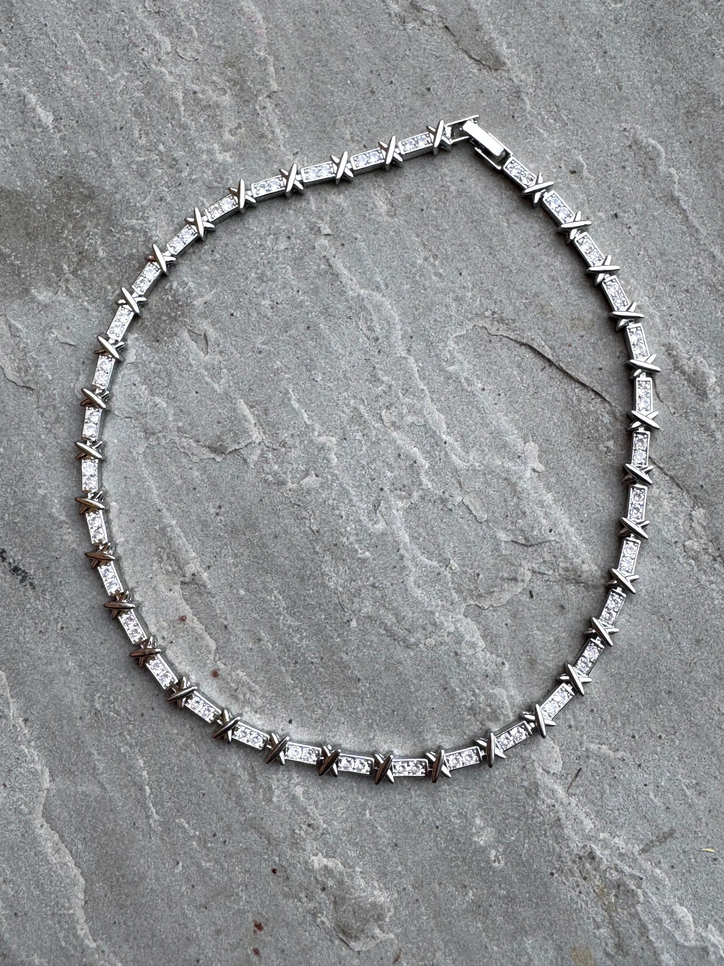 Silver Diamond Cross Necklace