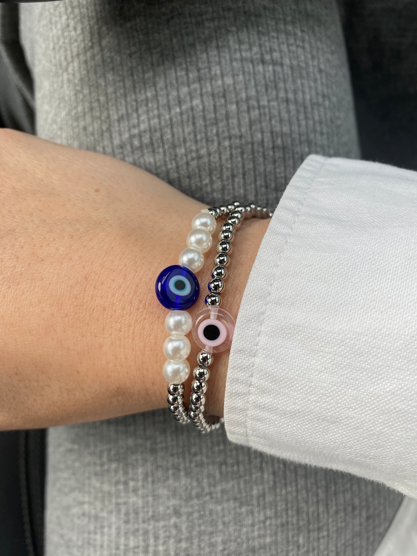 Pearl Evil Eye Beaded Bracelets - 2 options