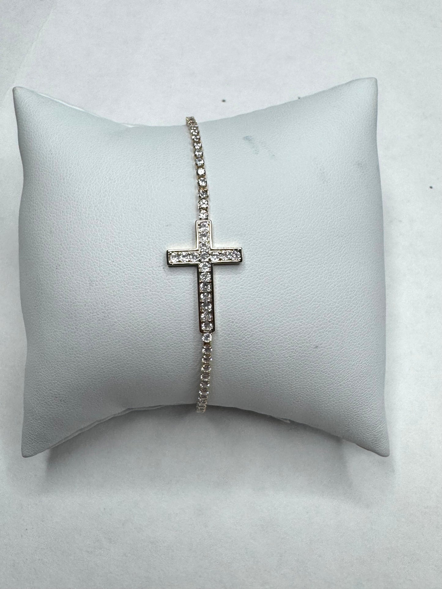 Large diamond cross bracelet