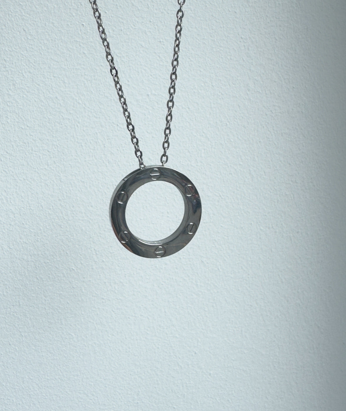 Large Silver Circle Necklace