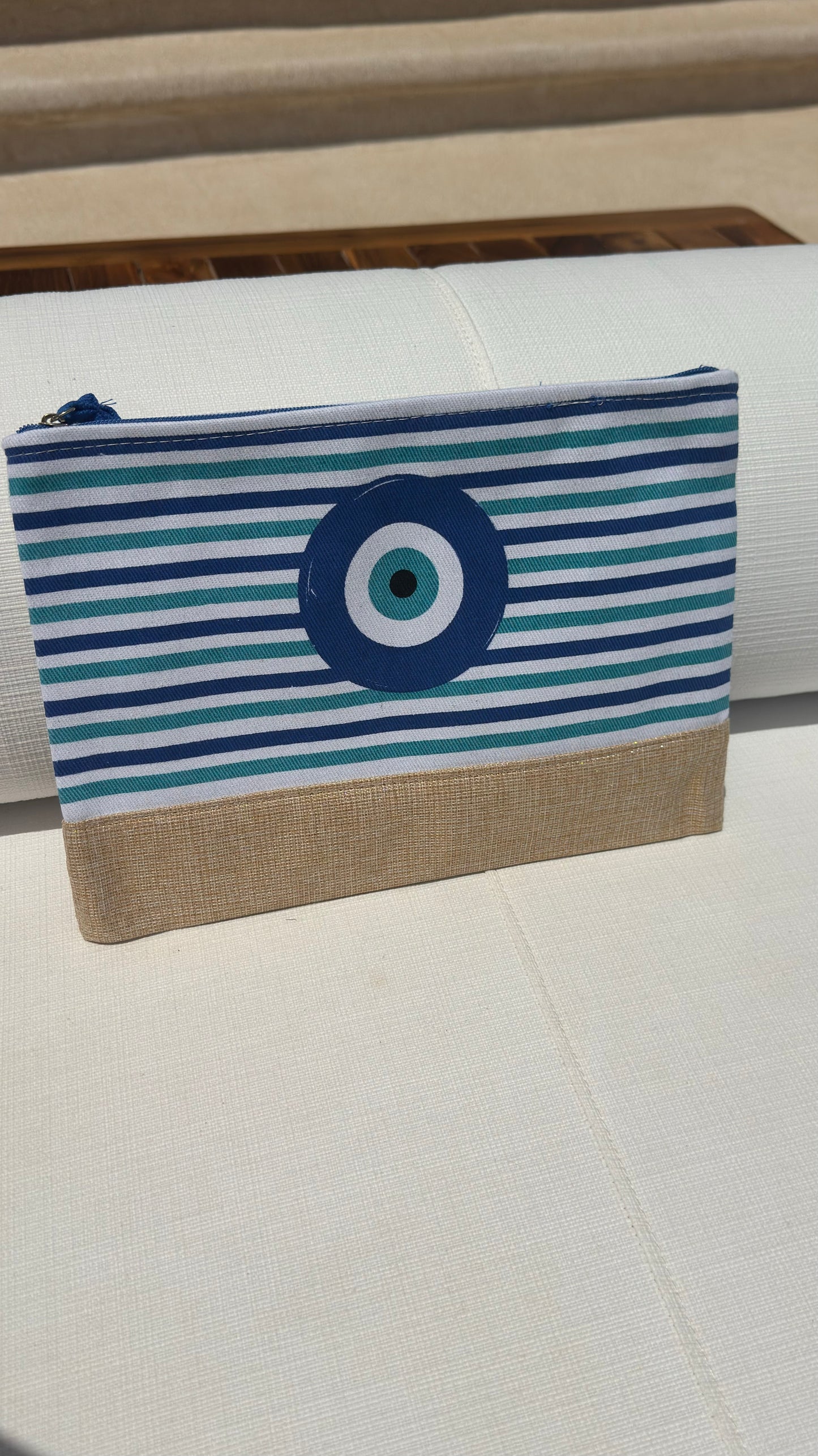 Evil eye beach bag and clutch