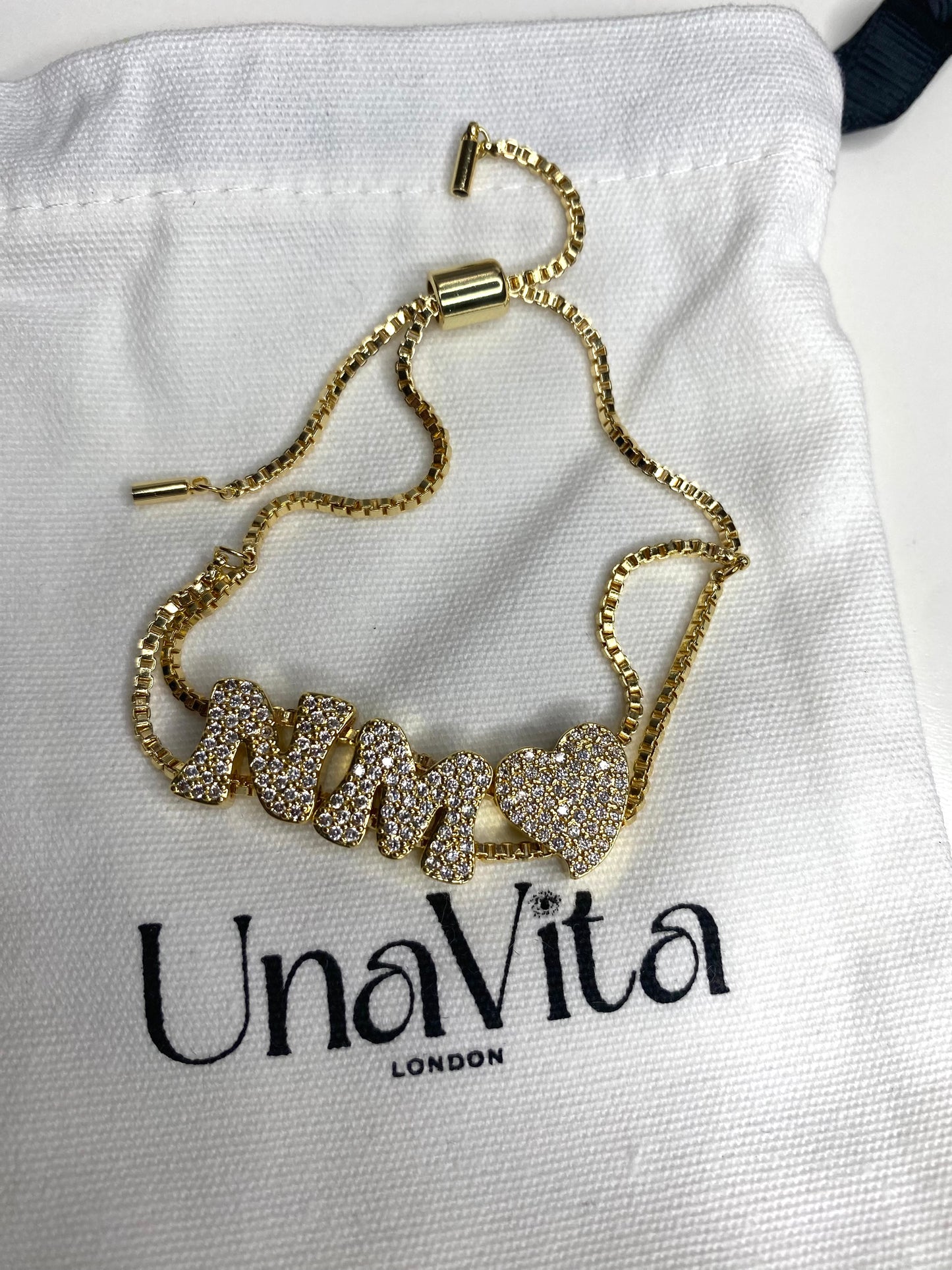 Italic Diamond Initial Letter bracelet - GOLD