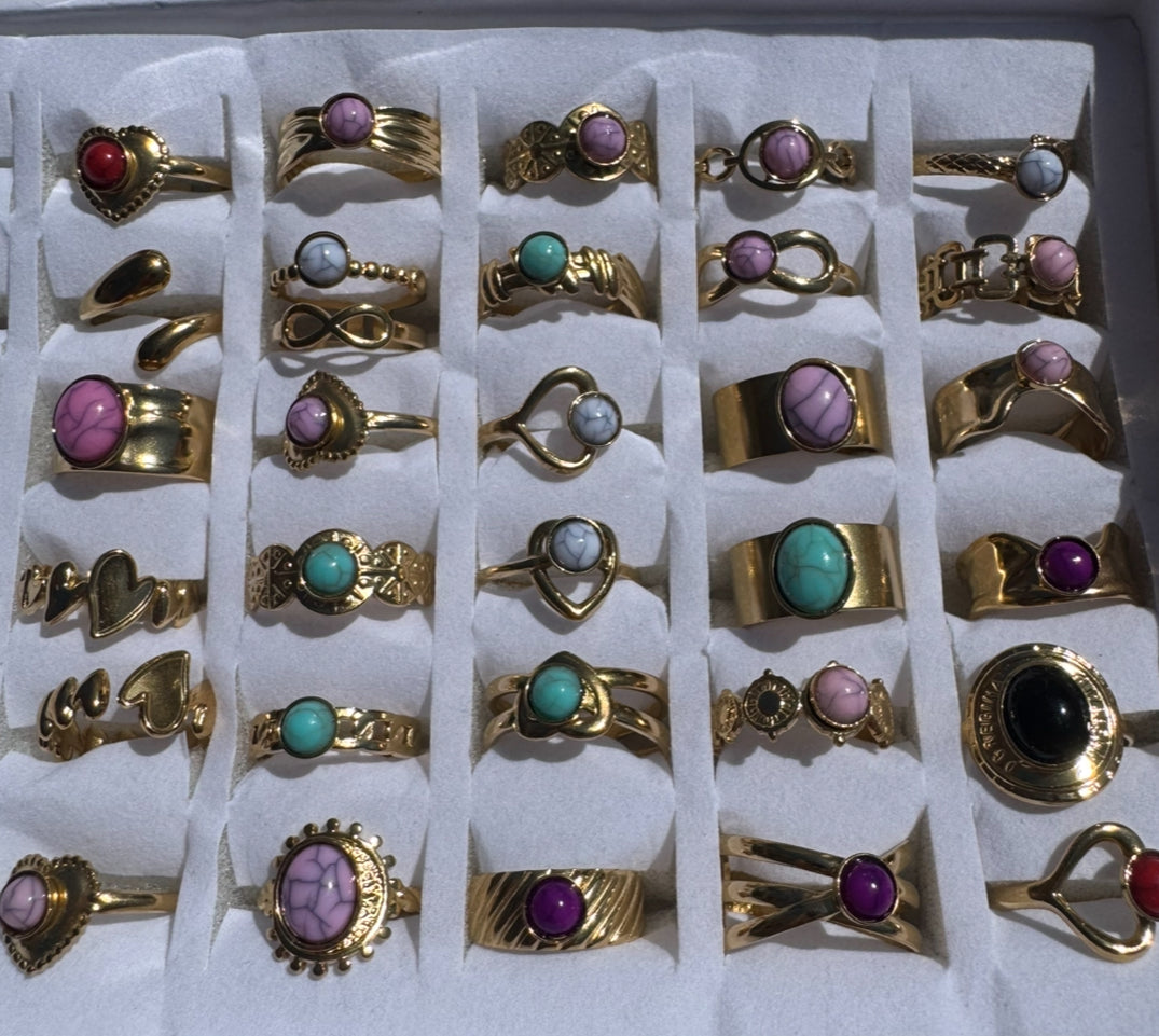 Boho colourful rings - various styles