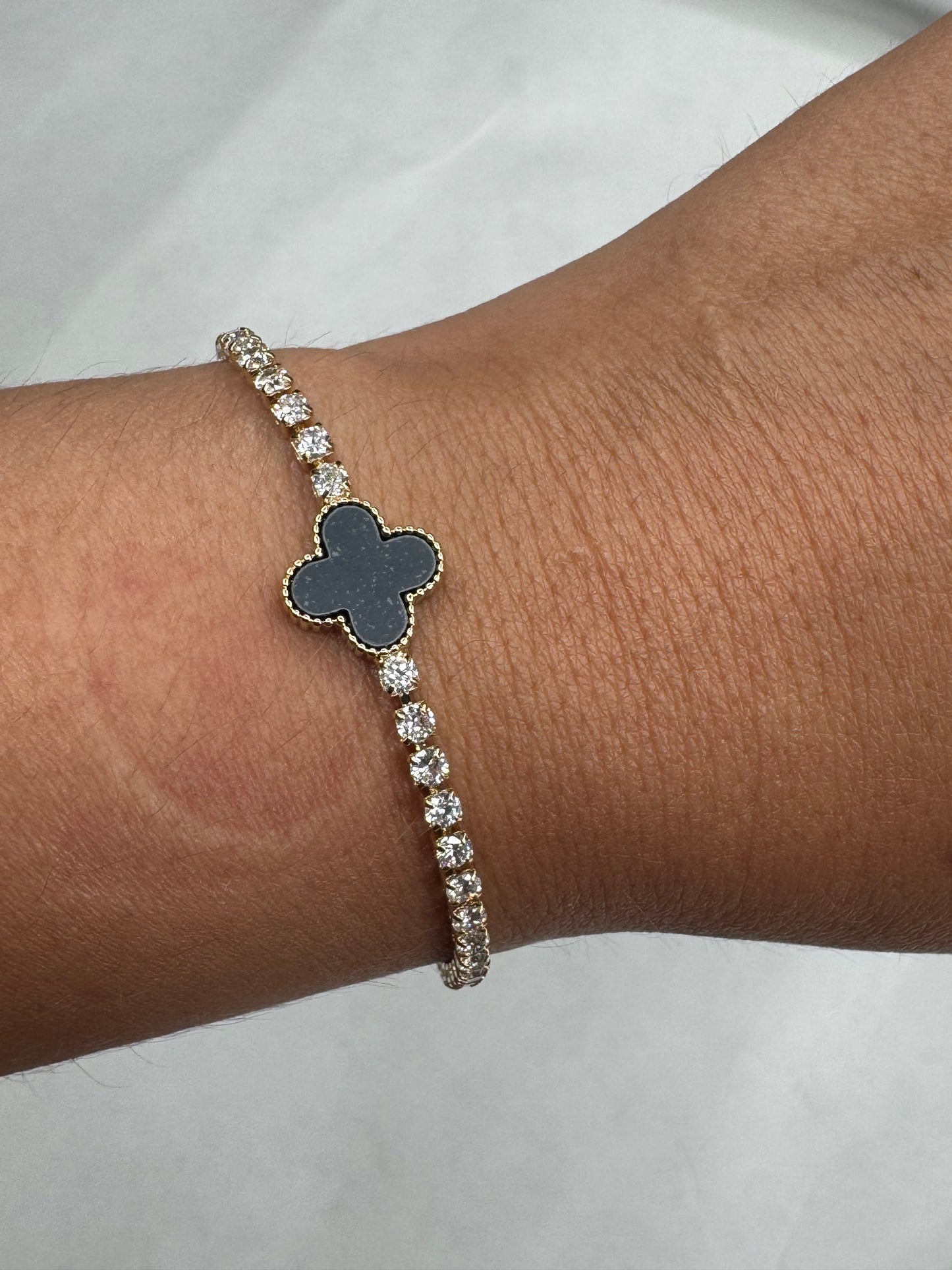 Black flower diamond bracelet