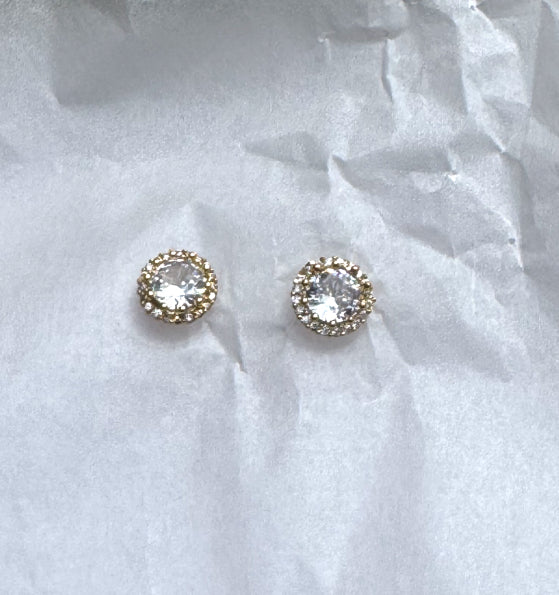 Circle Cubic Zirconia Gold Studs