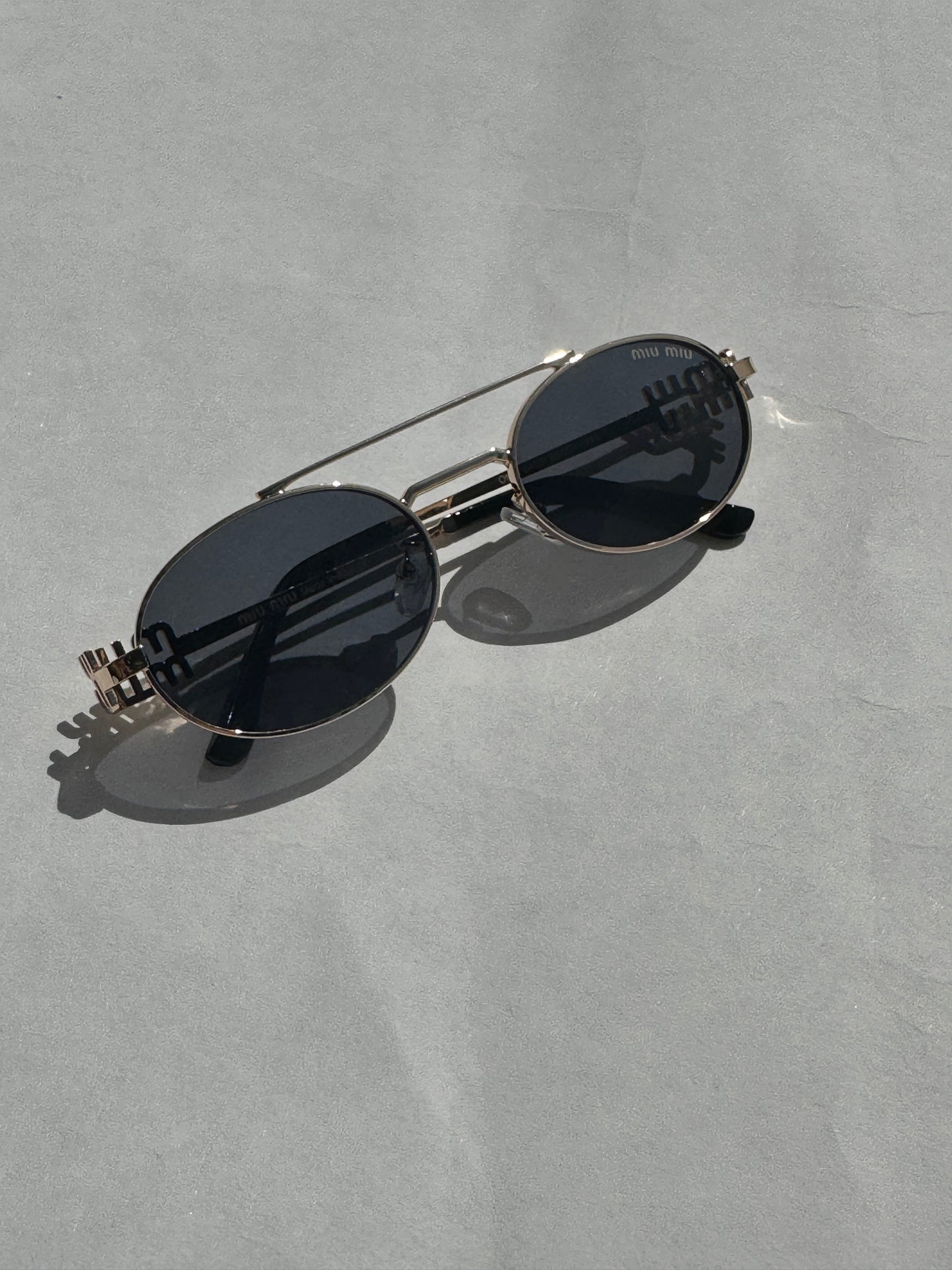 Mia Black Lens Round Aviator Sunglasses