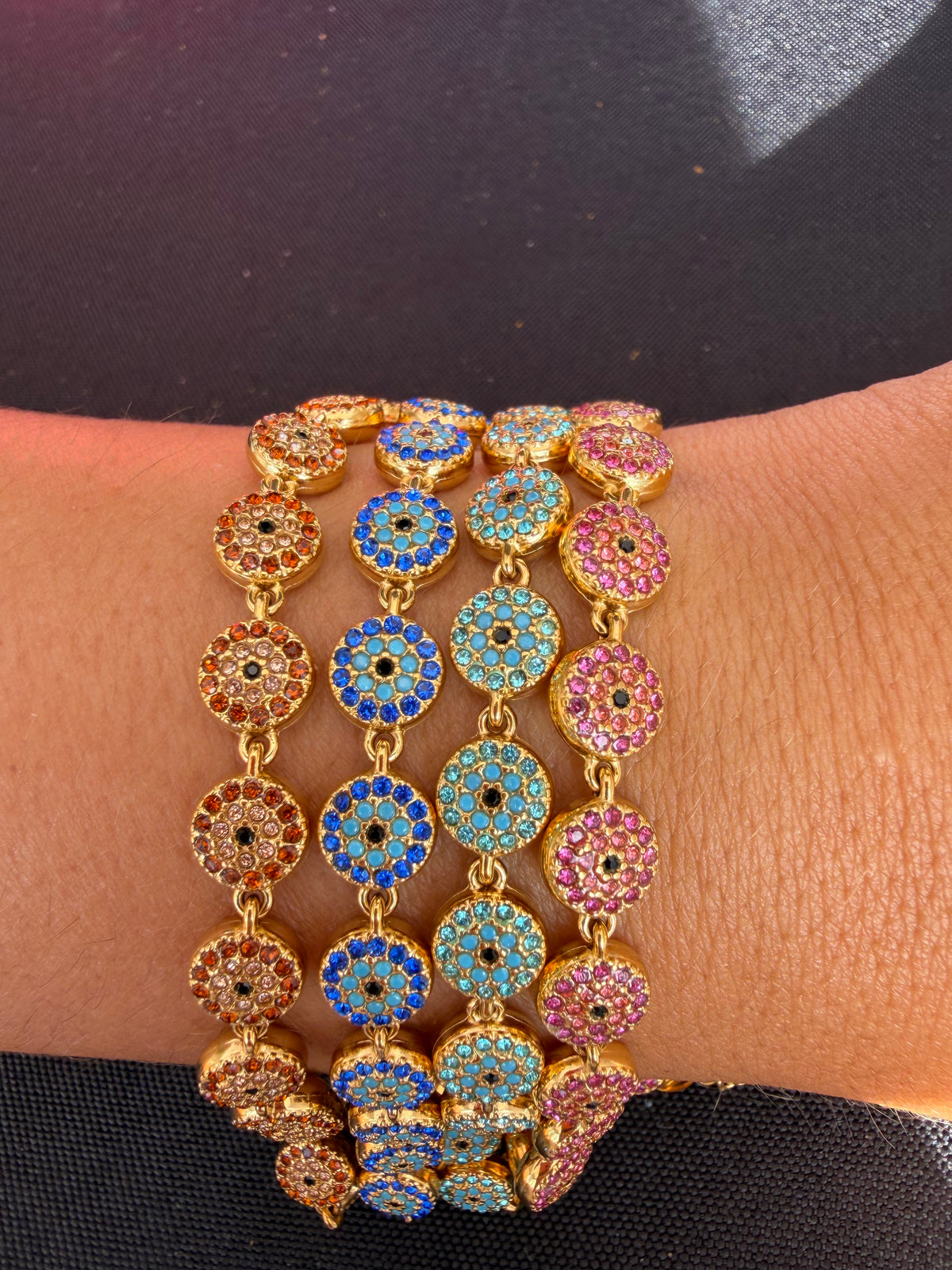 Circle Evil Eye Tennis Bracelet - 3 options