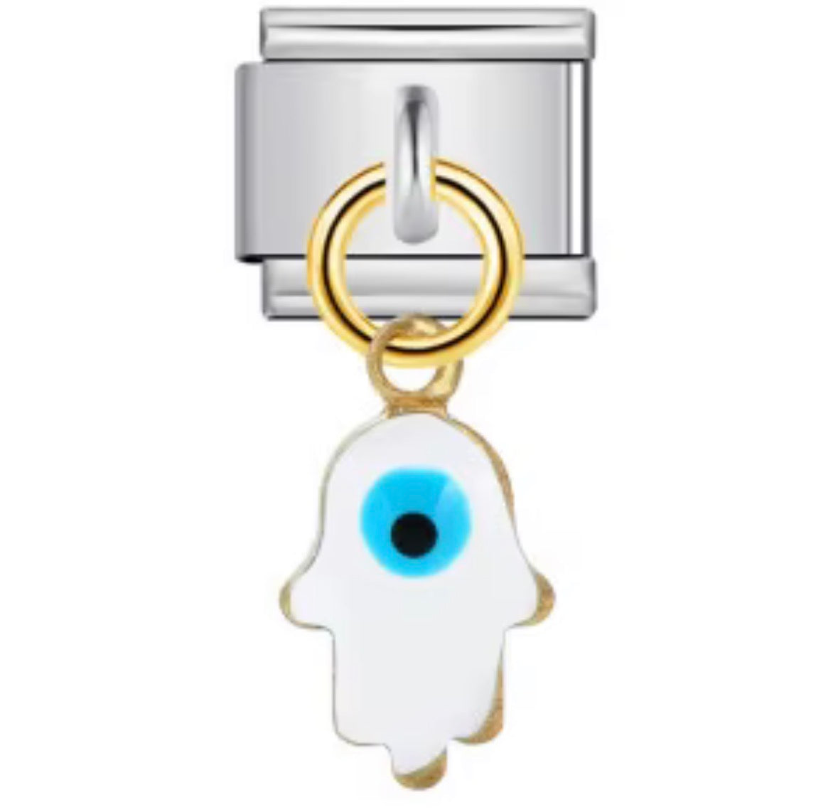 HANGING WHITE HAMSA - SILVER