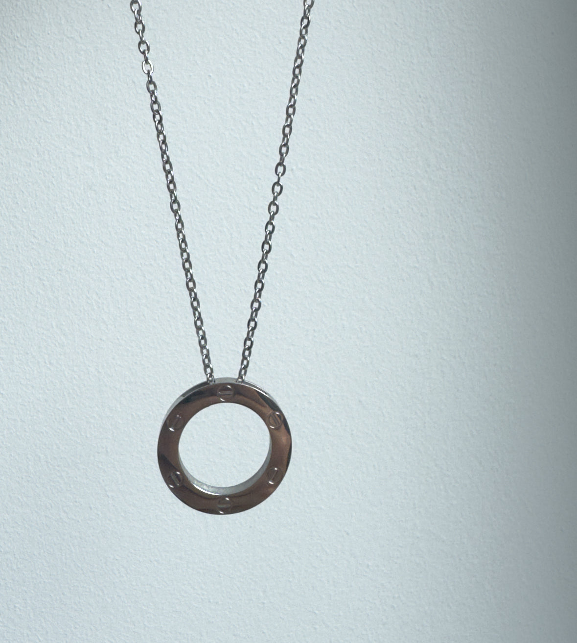 Large Silver Circle Necklace