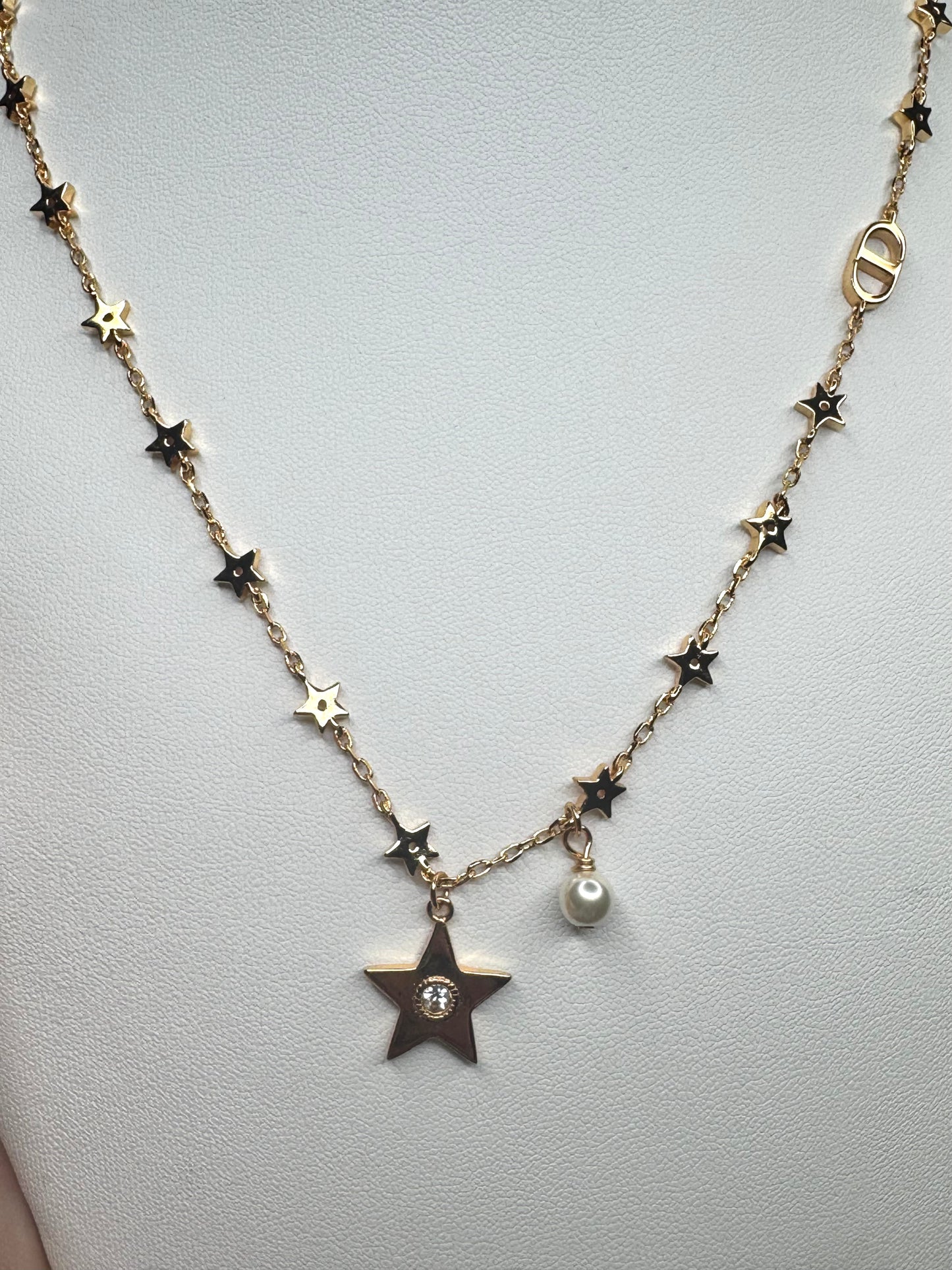 Ciara Gold Pearl & Star Necklace (Matching bracelet available)