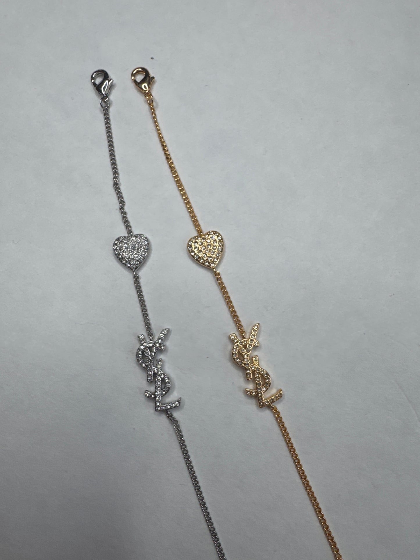 Heart Y bracelet - gold and silver