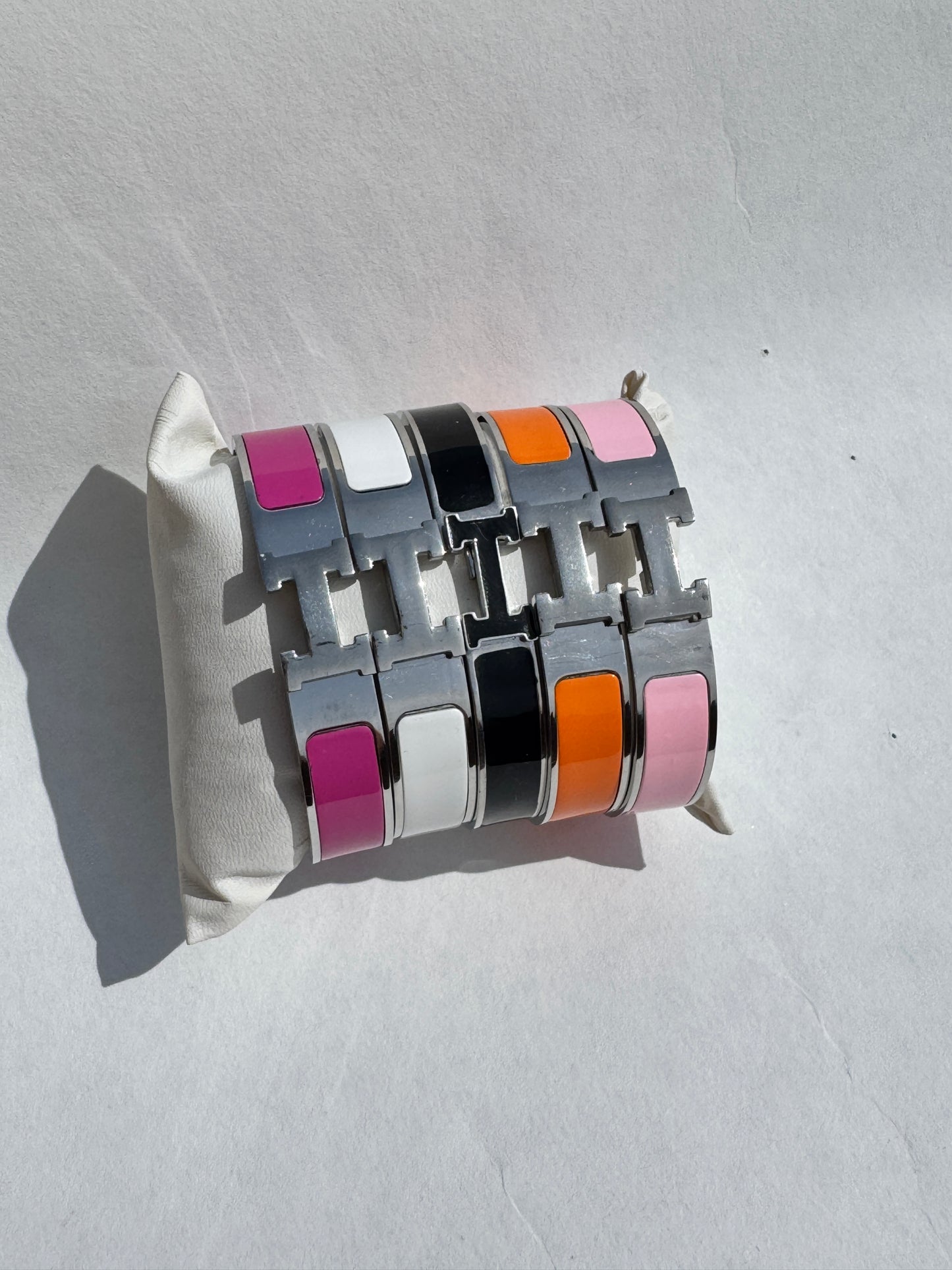 Silver H Thick Bangle