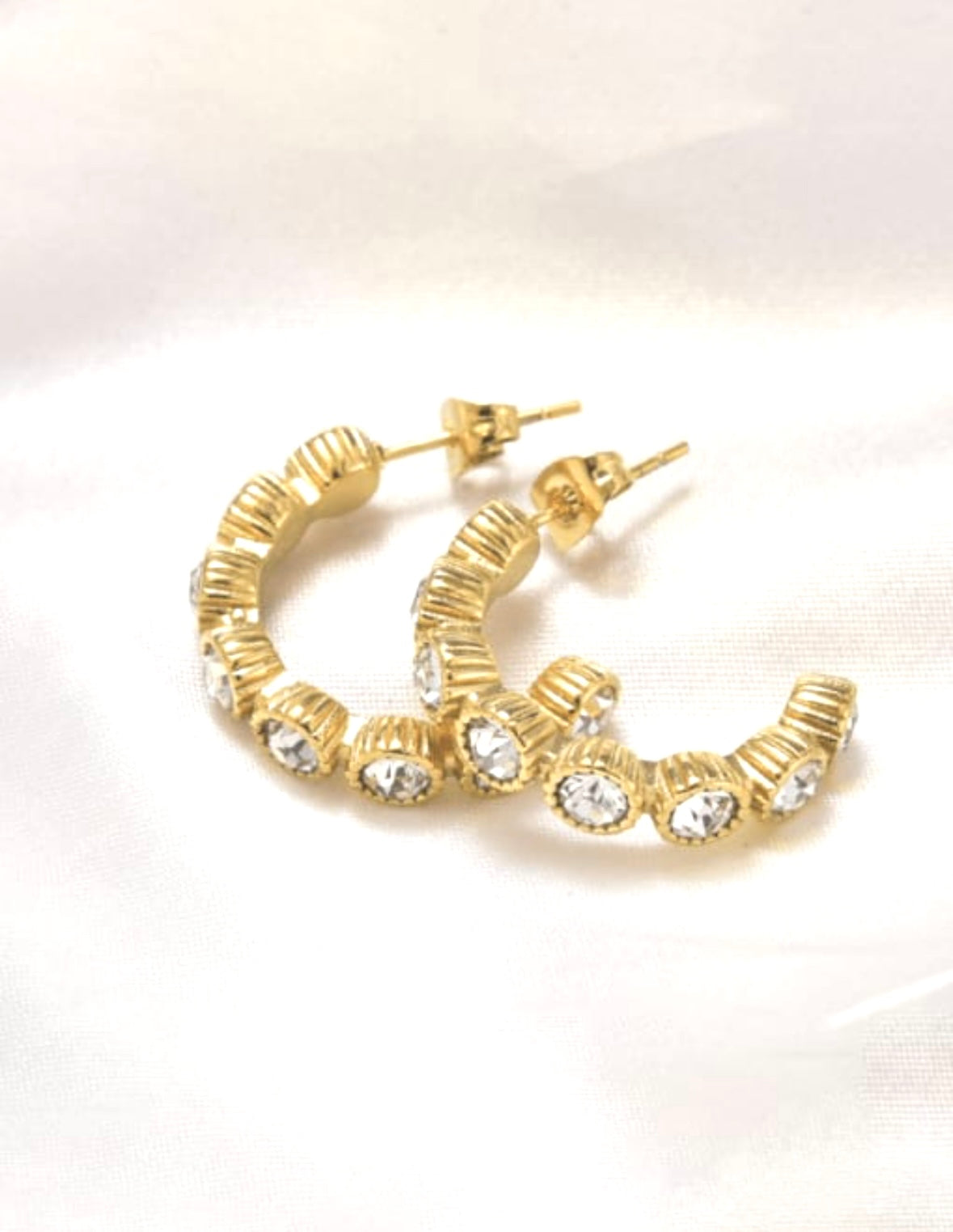 Rhinestone Gold Hoops