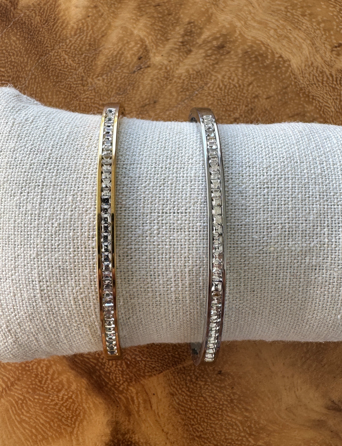 Thin Diamond Bangle - Gold or Silver