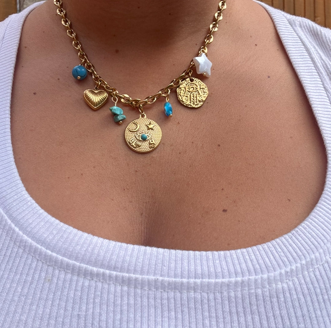 Bohemian Evil Eye Charm Necklace