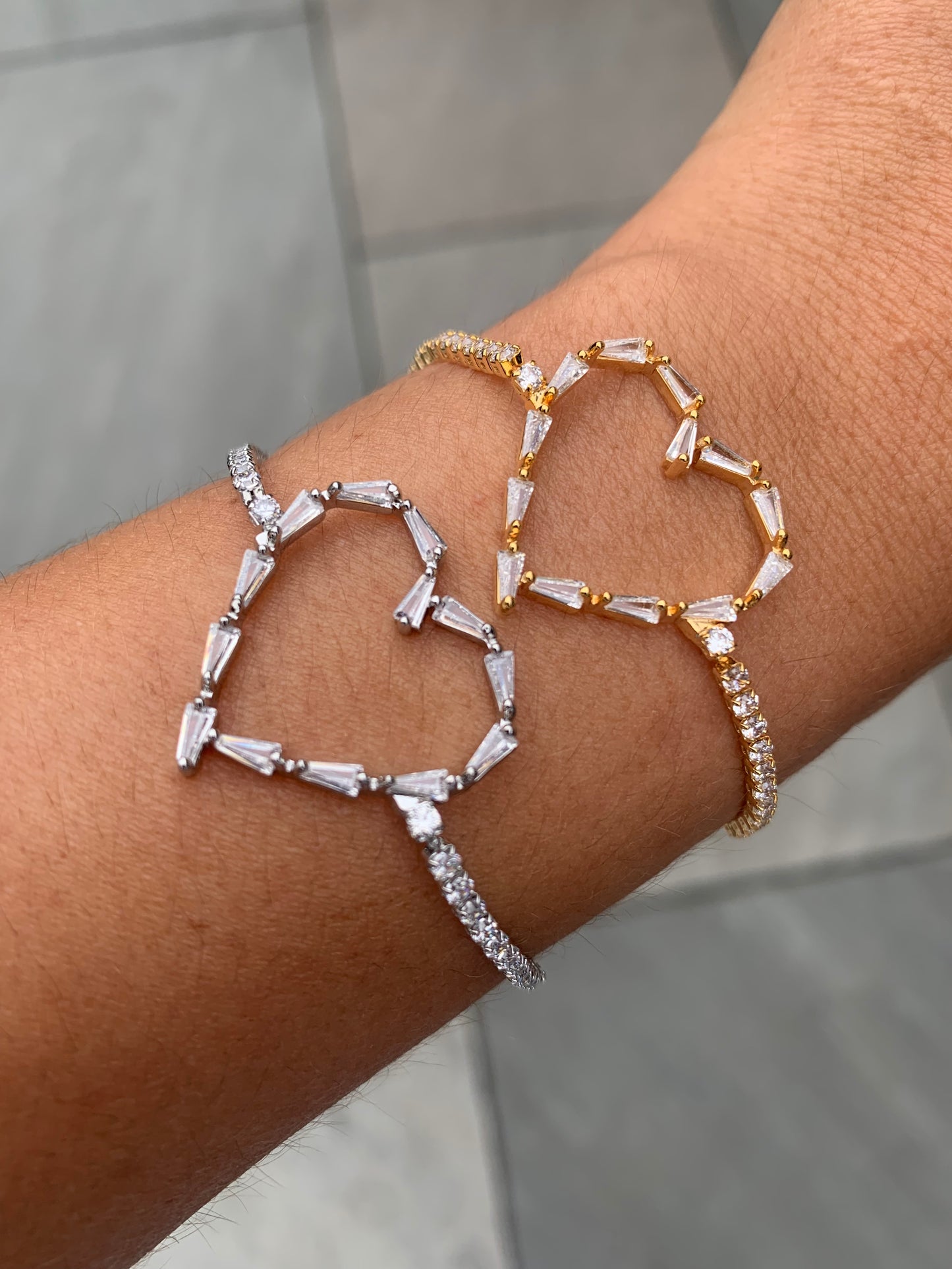 Silver only Heart Diamond Bracelet