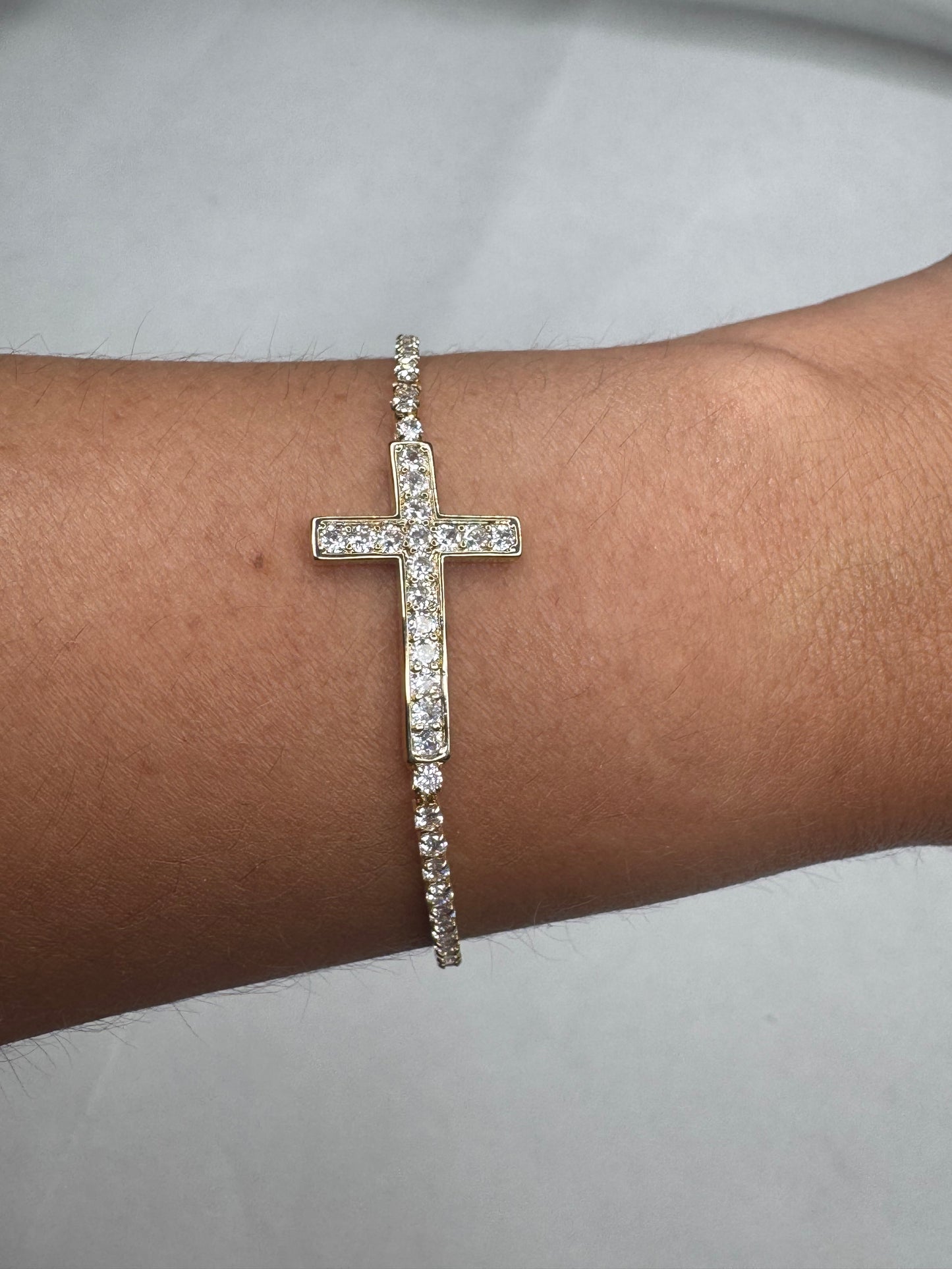 Large diamond cross bracelet