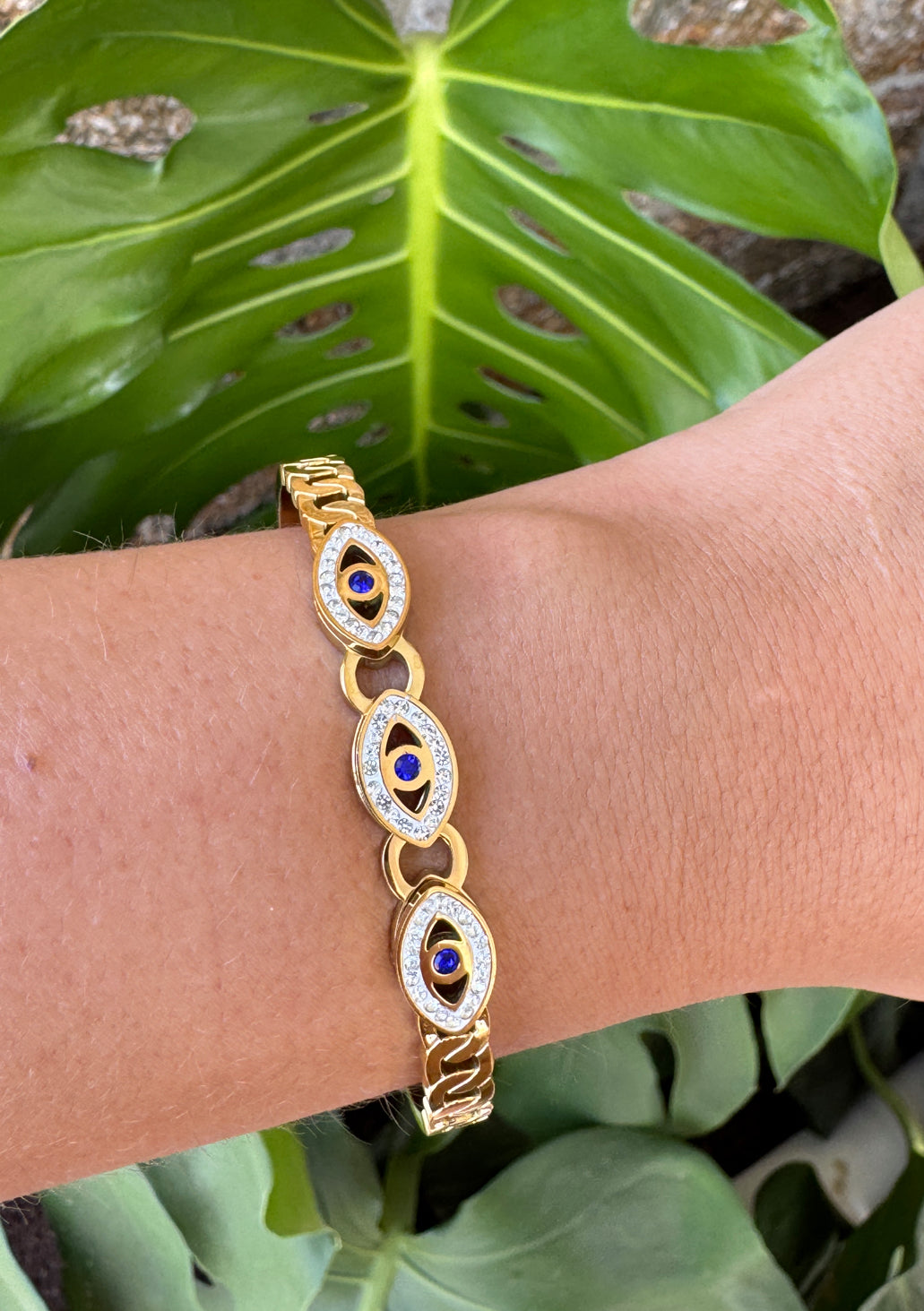 Triple Evil Eye Diamond Bangle
