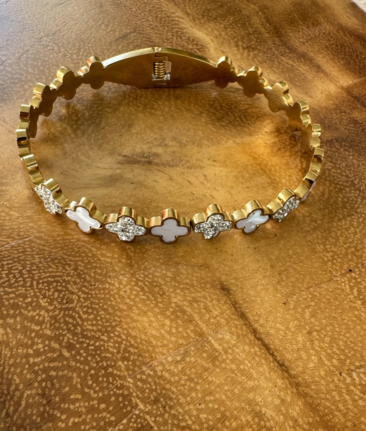 White Diamond Flower Clip Bangle