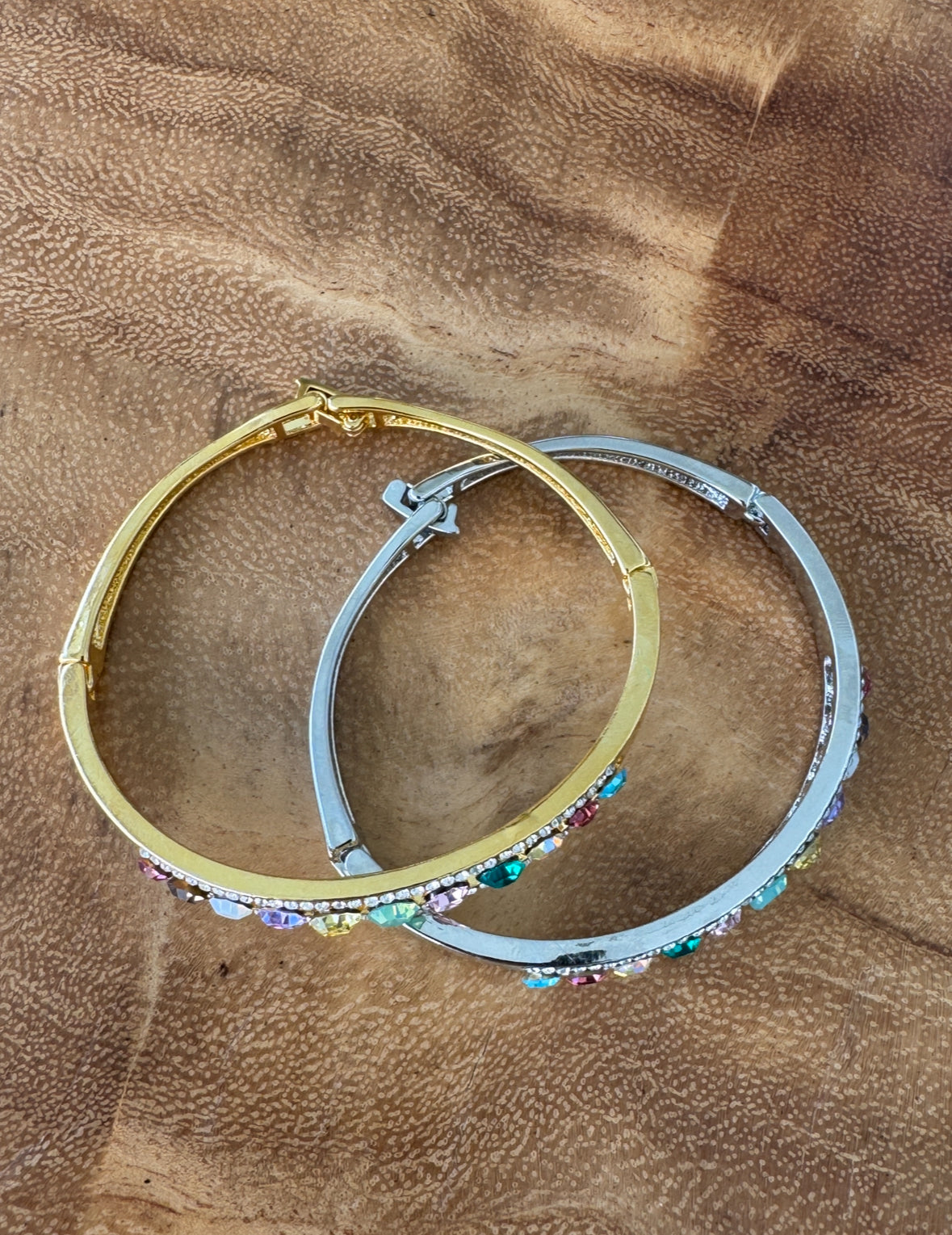 Rainbow Diamond Bangles - Gold or Silver