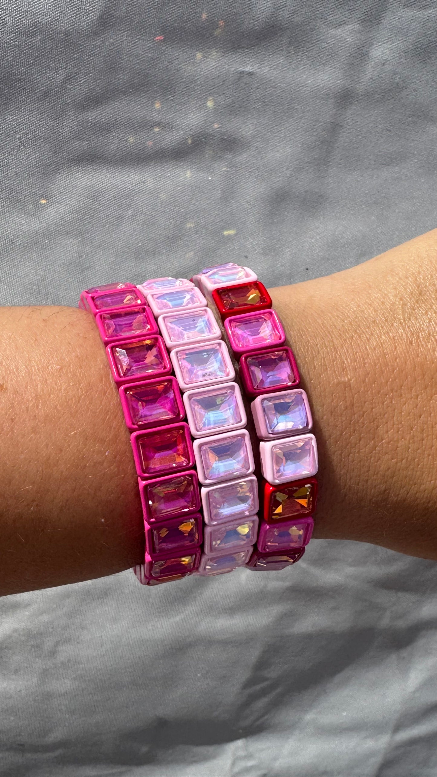 Square Crystal Bead Bracelets - various colours