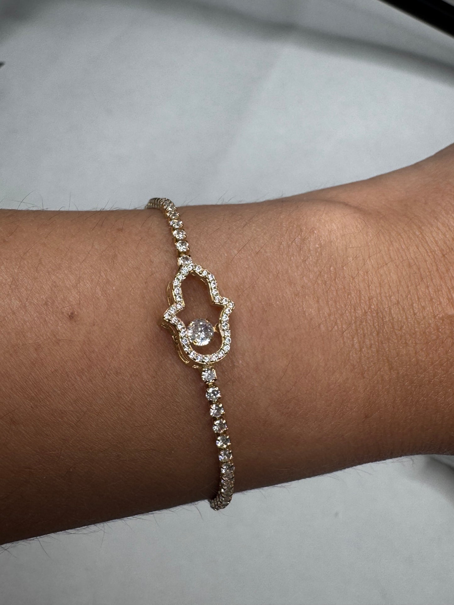 3D hamsa bracelet - gold