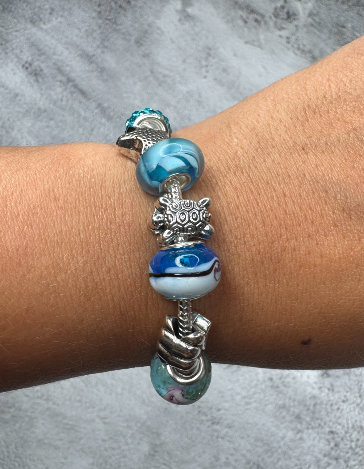 Silver & Blue Charm Bracelet