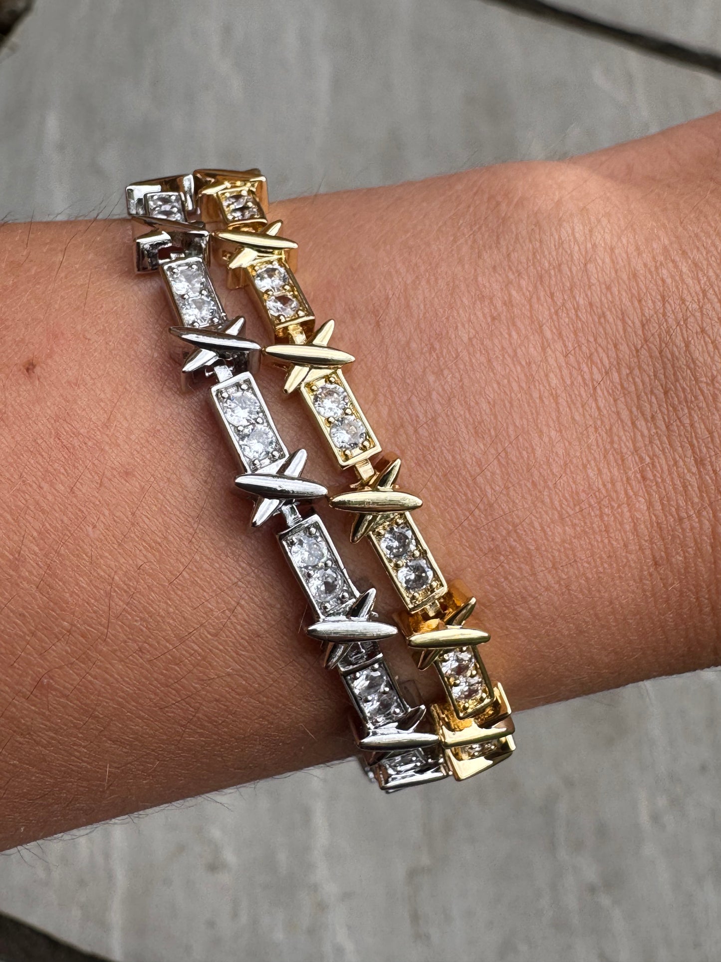 Diamond Cross Bracelet - Gold or Silver