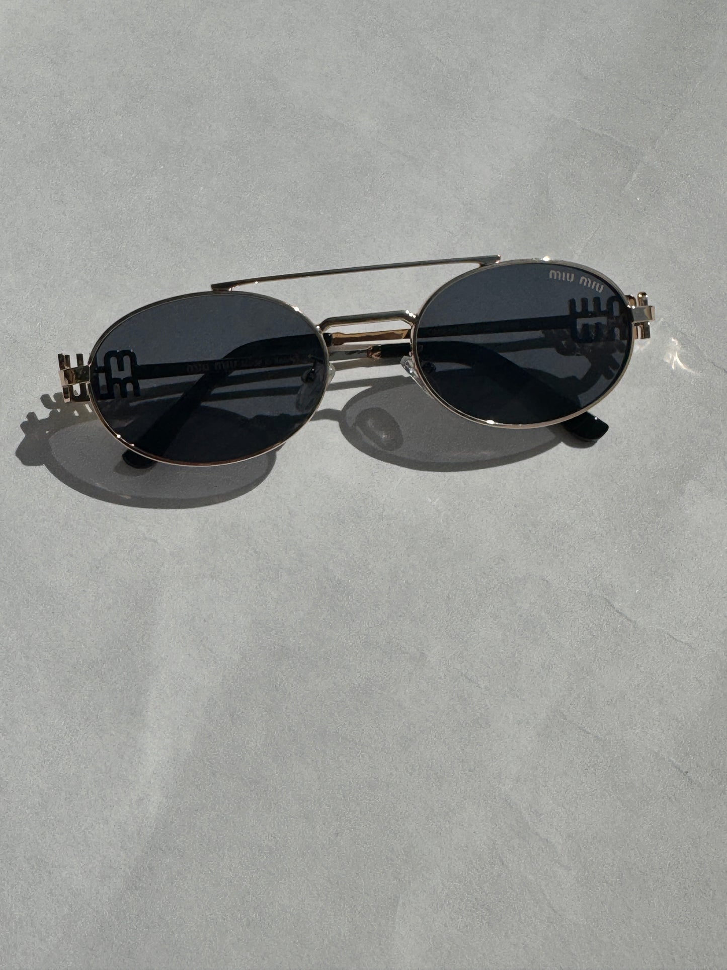 Mia Black Lens Round Aviator Sunglasses