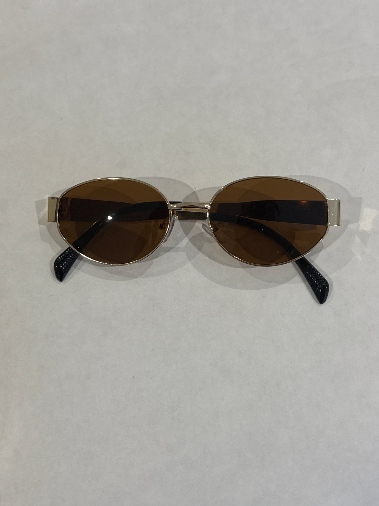 Oval round sunglasses (tan & gold)