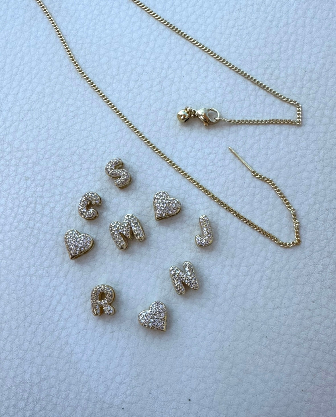 Mini Diamond Initial Letter Necklace - GOLD (4 letters included)
