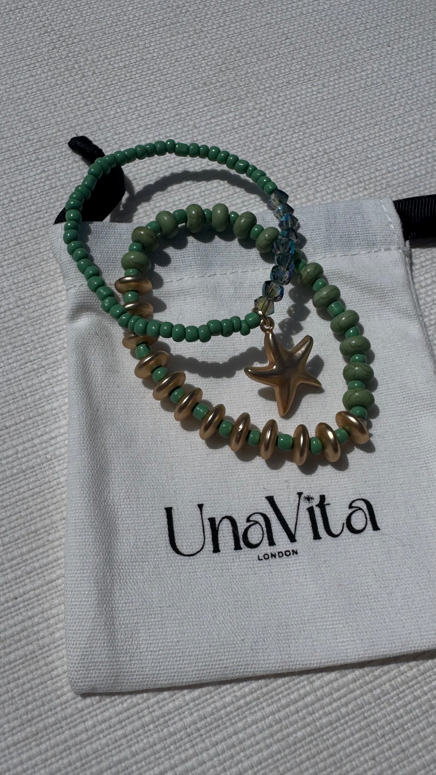 Green Starfish bracelet stack
