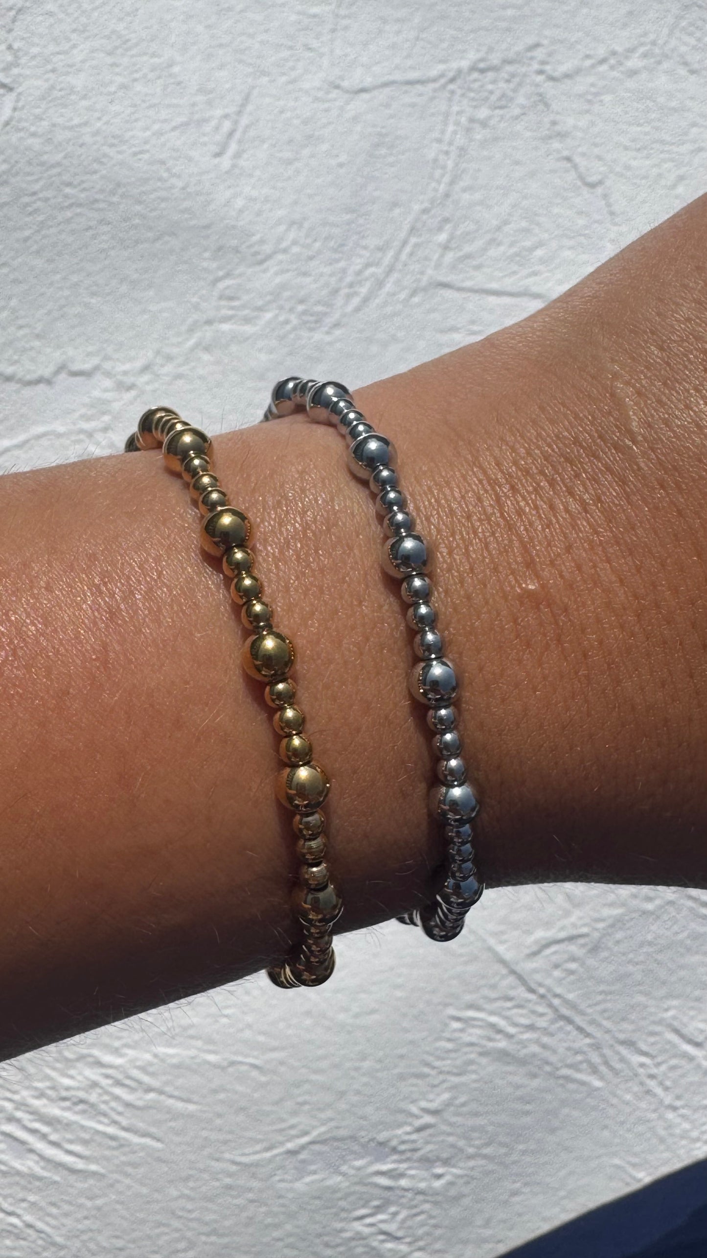 Gold & Silver beaded elasticated bracelets