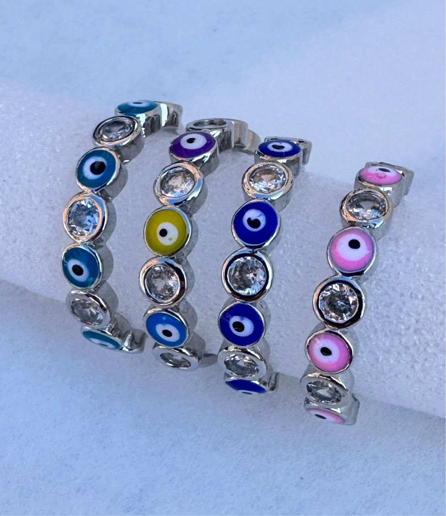 Silver - Evil Eye Adjustable Rings