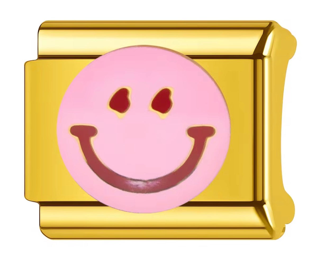 PINK & RED SMILEY FACE - GOLD