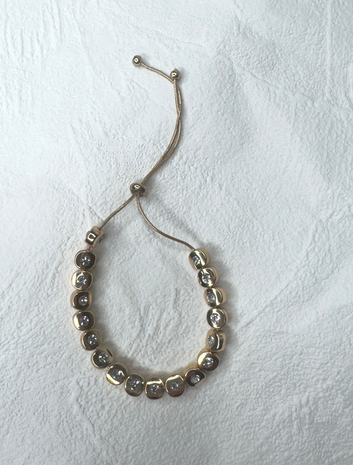 Gold & Diamond ball adjustable bracelet