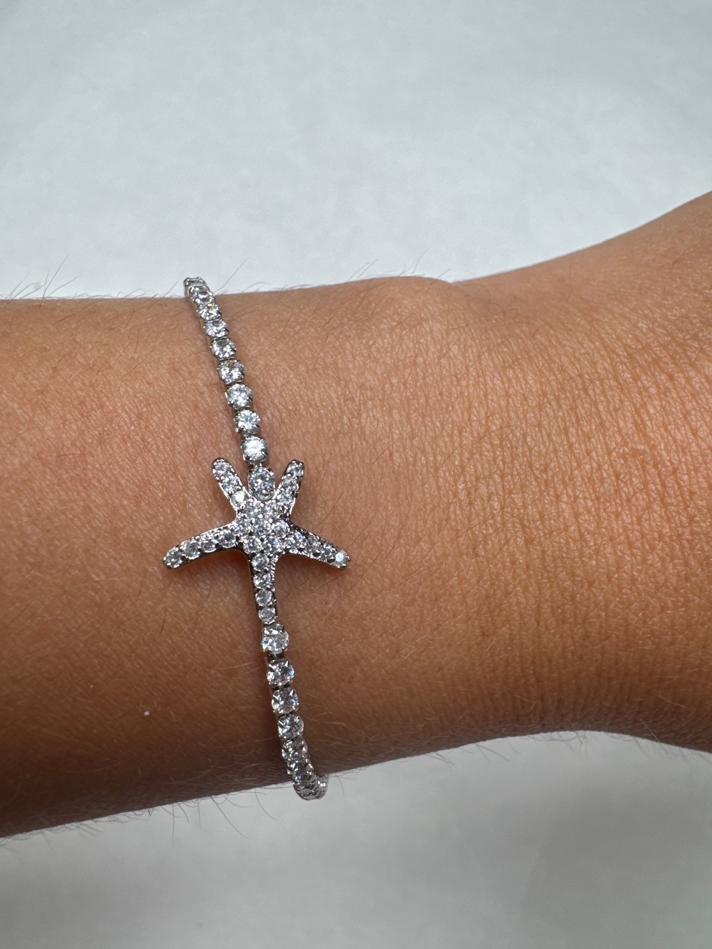 Starfish diamond bracelet silver