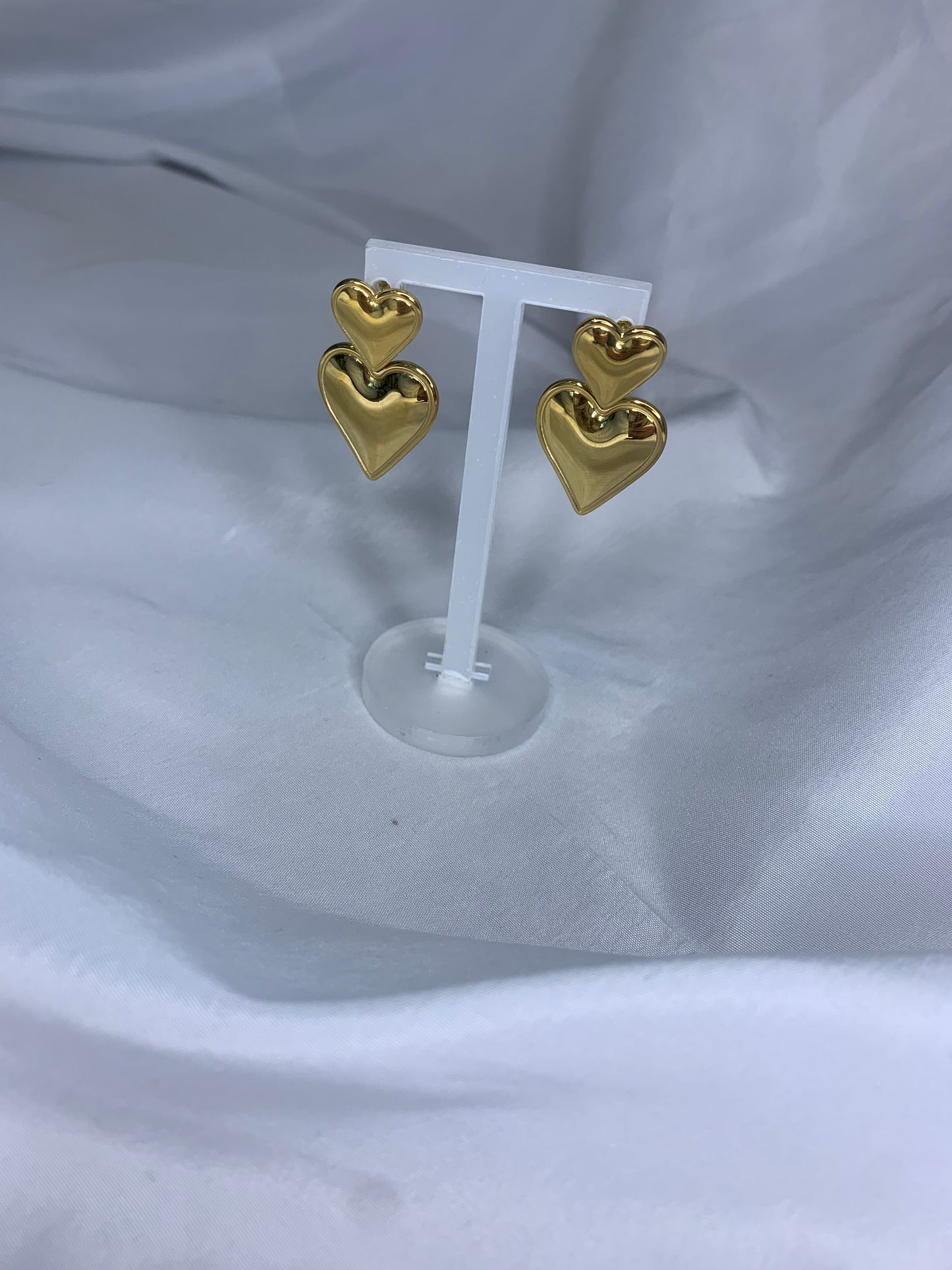 Gold Double Heart Earrings