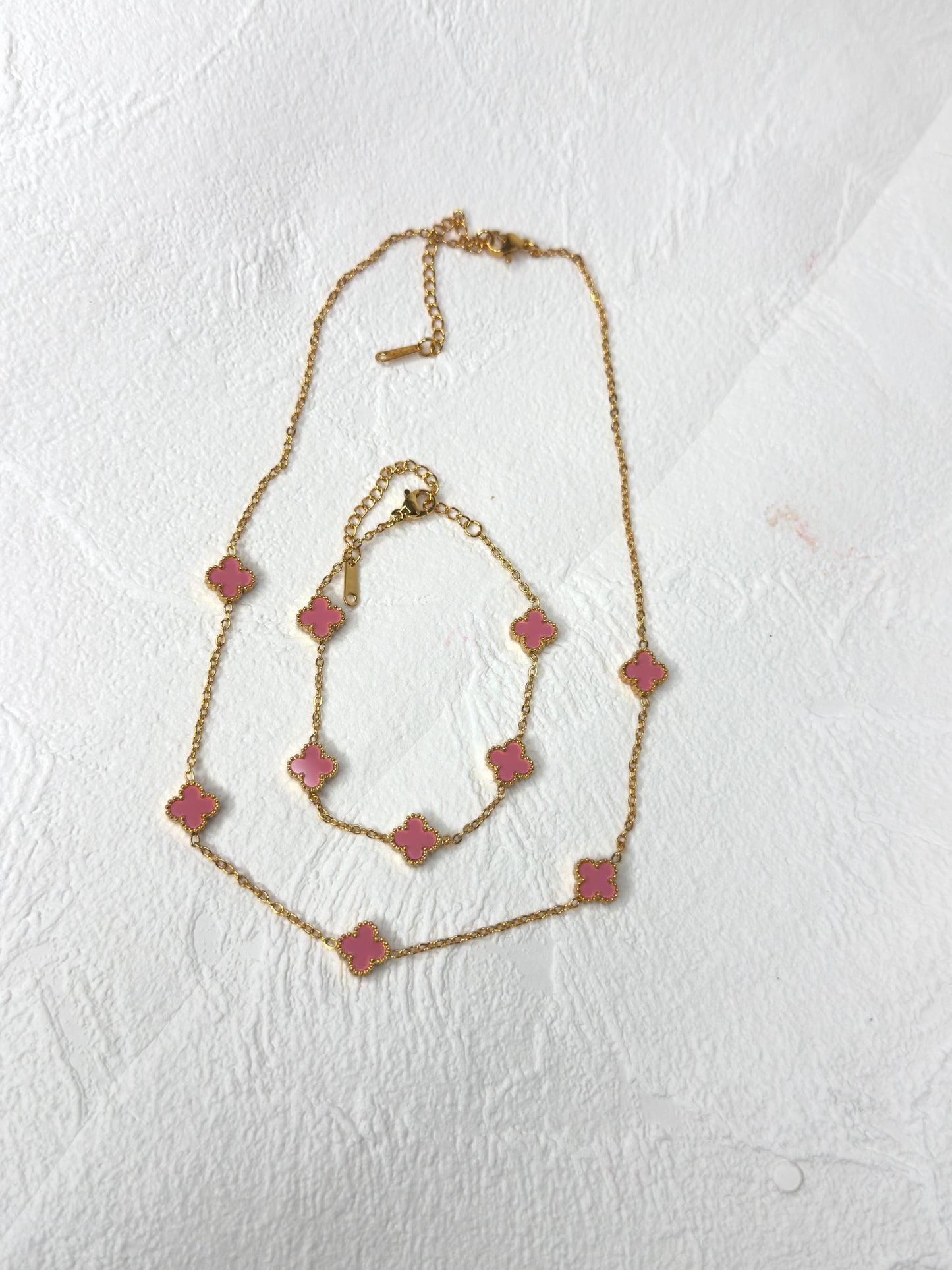 Mini Gold & Pink - Necklace & Bracelet Set