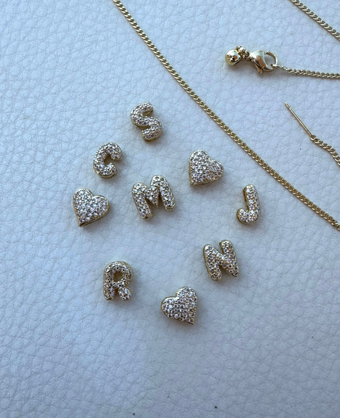Mini Diamond Initial Letter Necklace - GOLD (4 letters included)