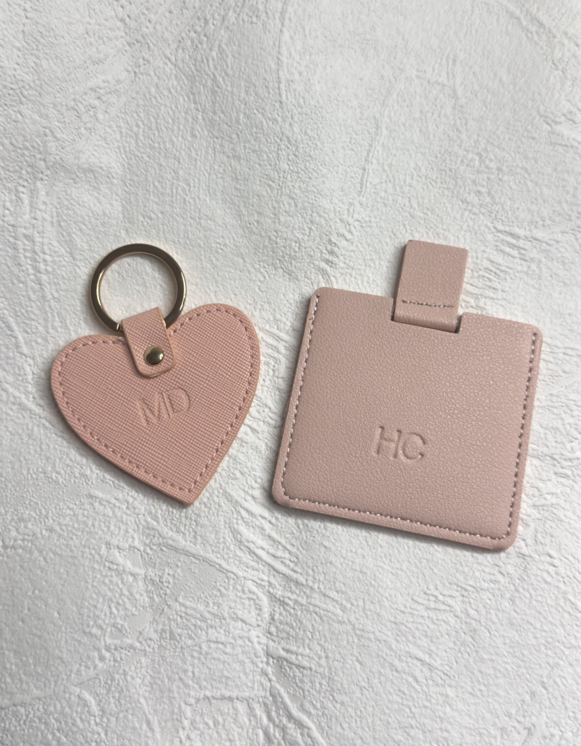 Personalised Heart Keyring & Mirror Gift Set