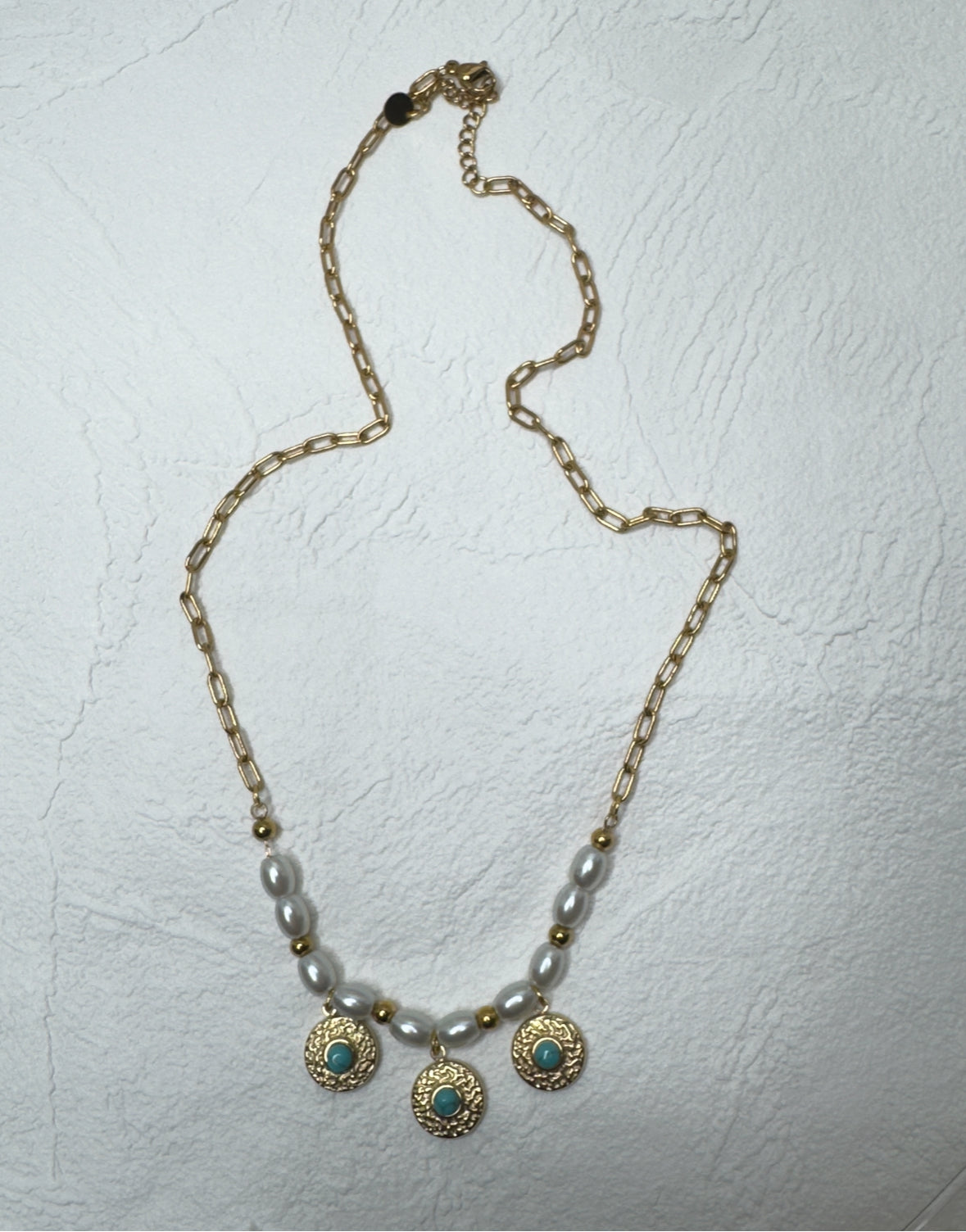 Evil eye pearl necklace