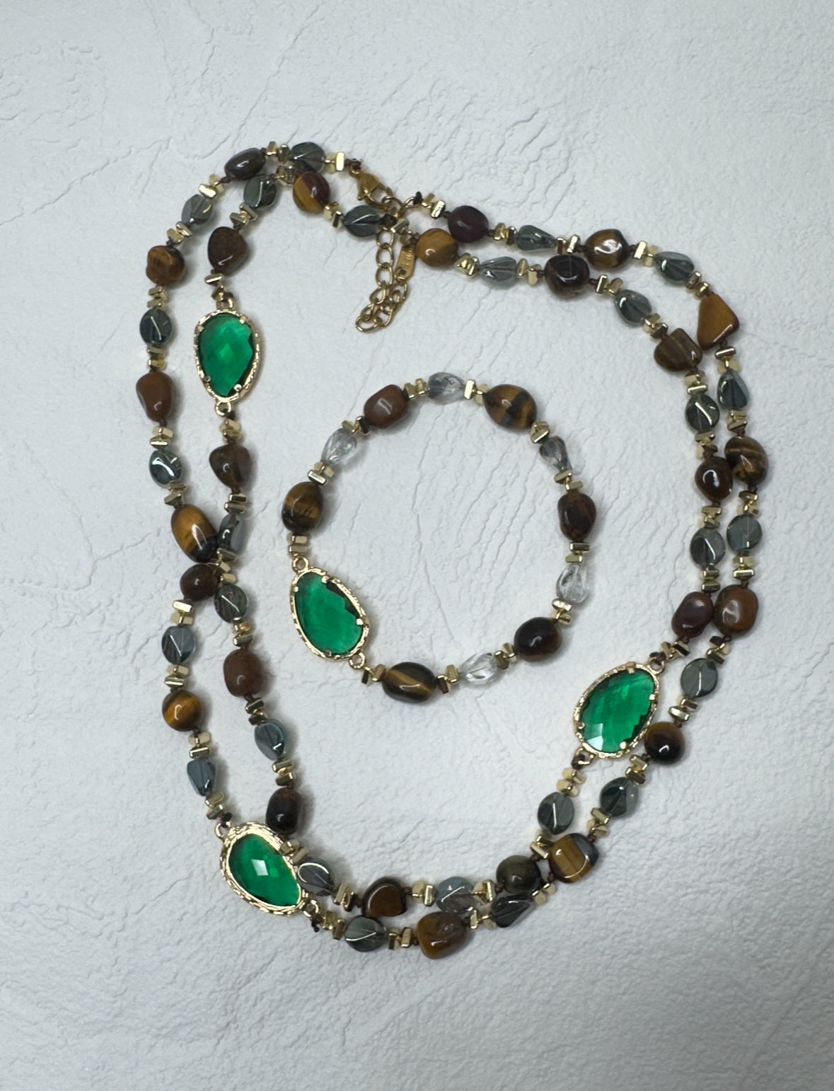 Brown & Green necklace & bracelet set
