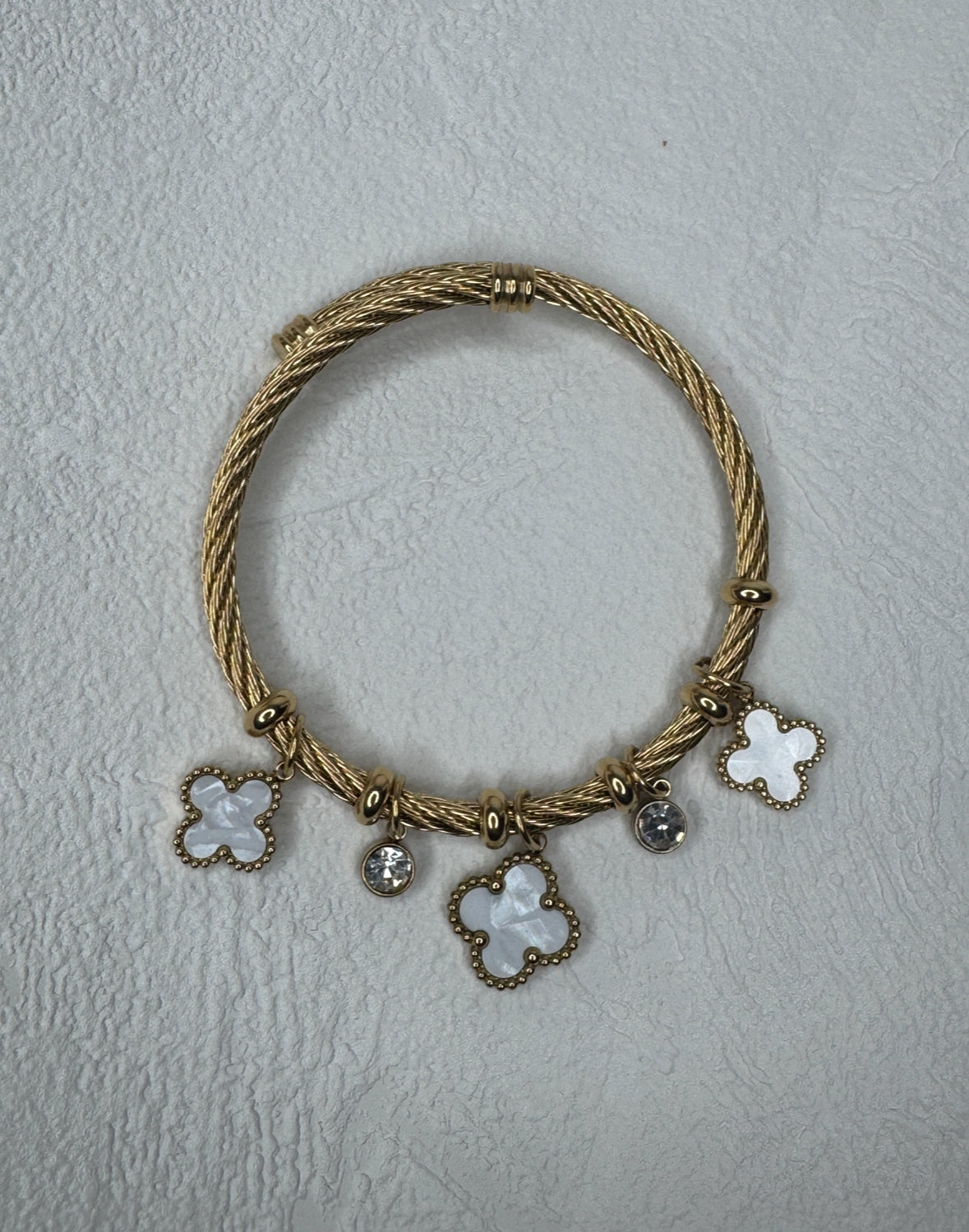 White & Gold Leaf bangle