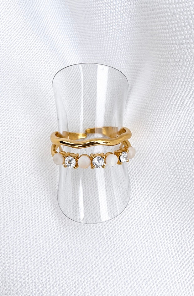 Pearl & Sparkle Double Ring